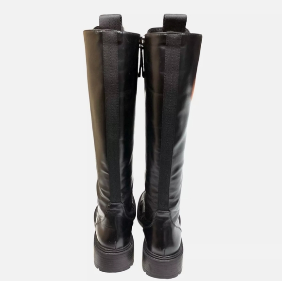 ZARA Black Lace Up Zip Lug Sole Tall Combat Boots EU39 - Picture 3 of 5